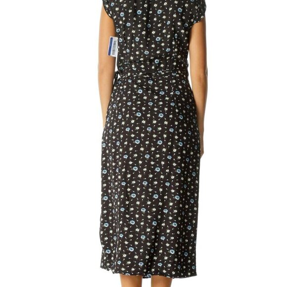 J.Crew Black Blue Green Floral Print Wrap Dress - Picture 3 of 3
